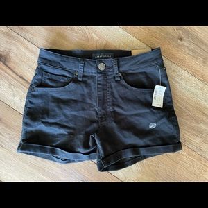 New Aeropostale 4 Black High Waisted Midi Shorts